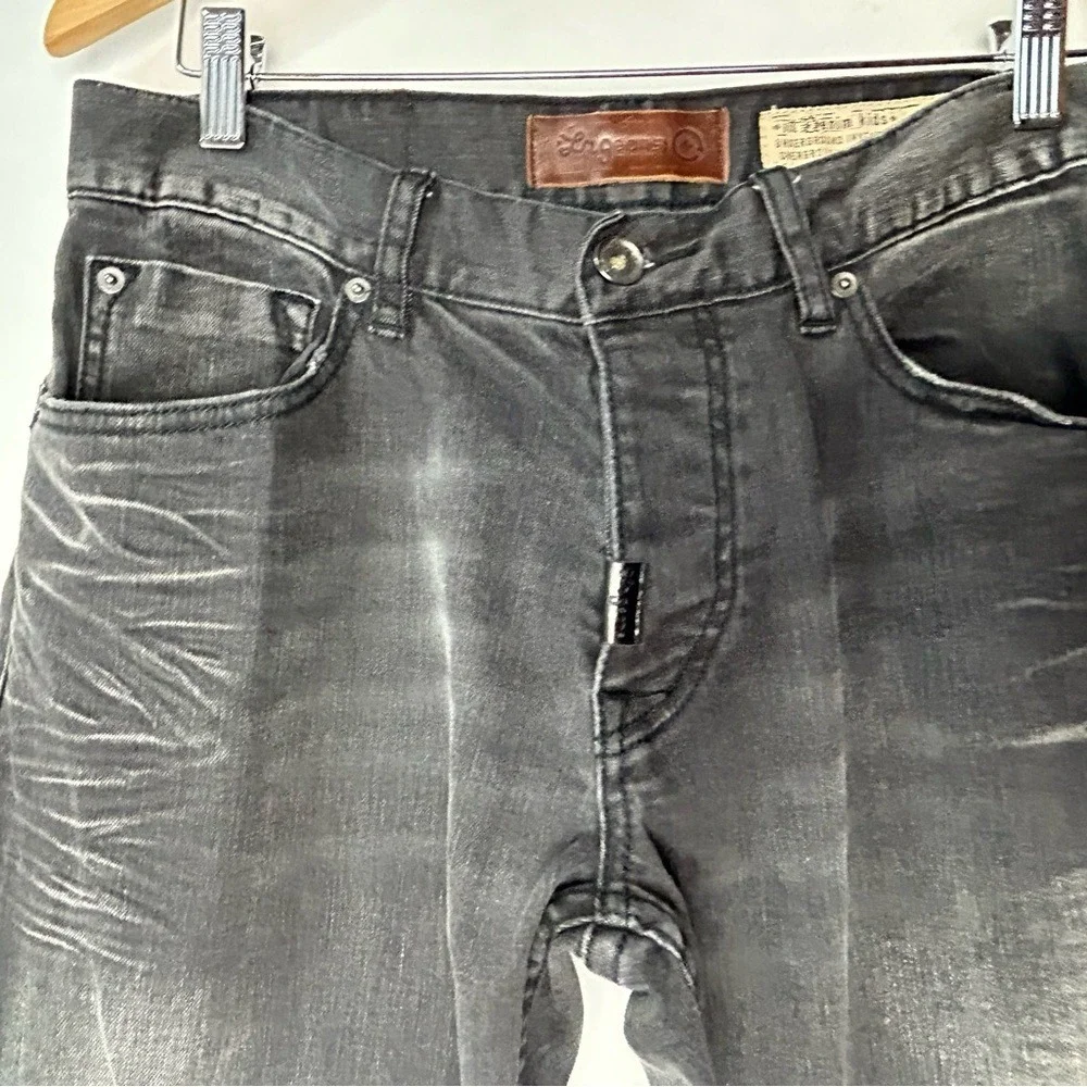 LNGeans‎ Gothic Vampire Black Distressed Denim Jeans 32 Button Fly